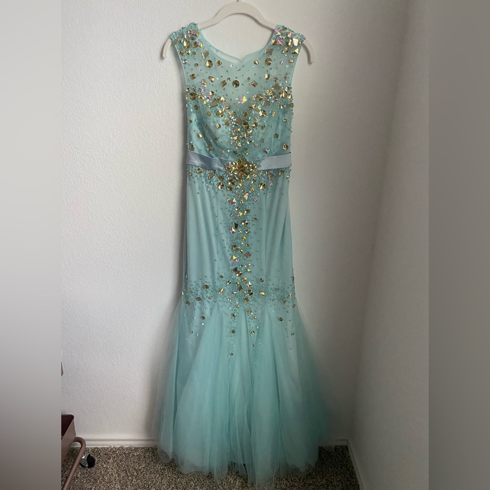Sky Blue Mermaid Style Evening Gown, Prom Dress, Pageant Gown